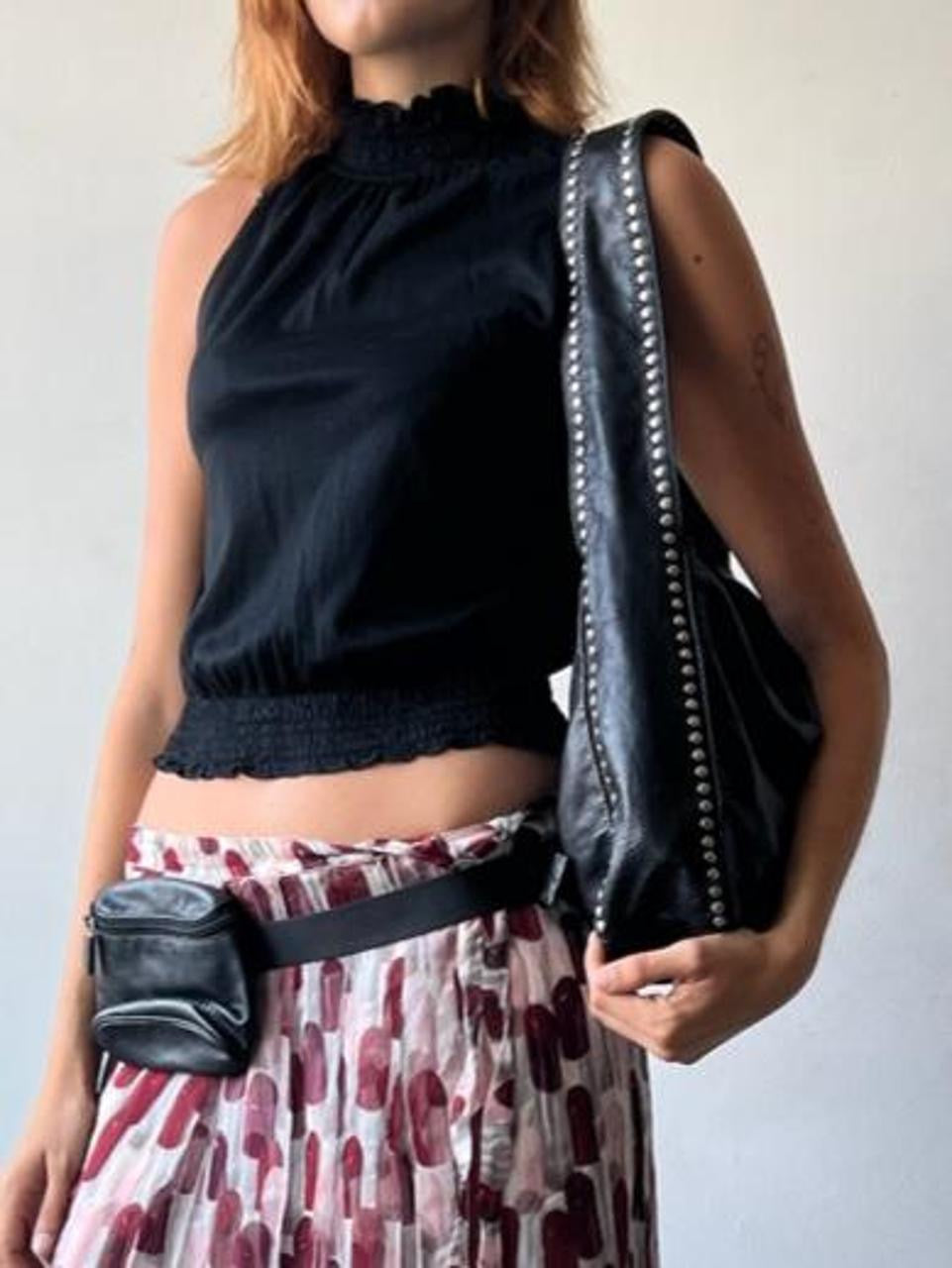 Miu Miu Black Leather Studded Bag