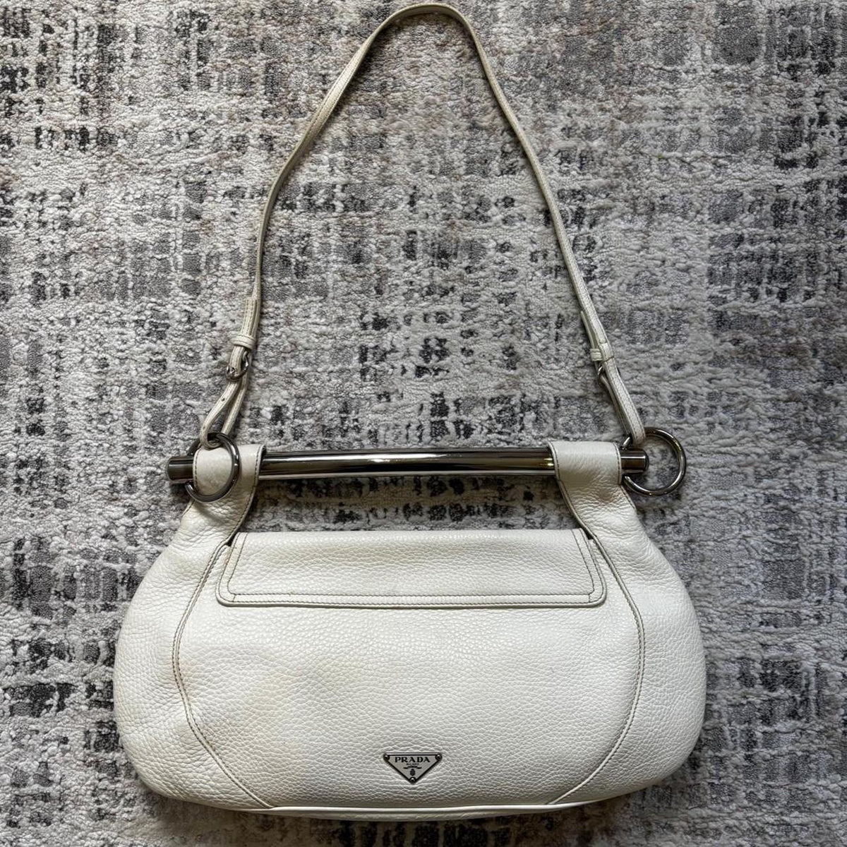Prada SS2003 White Metal Handle Bag