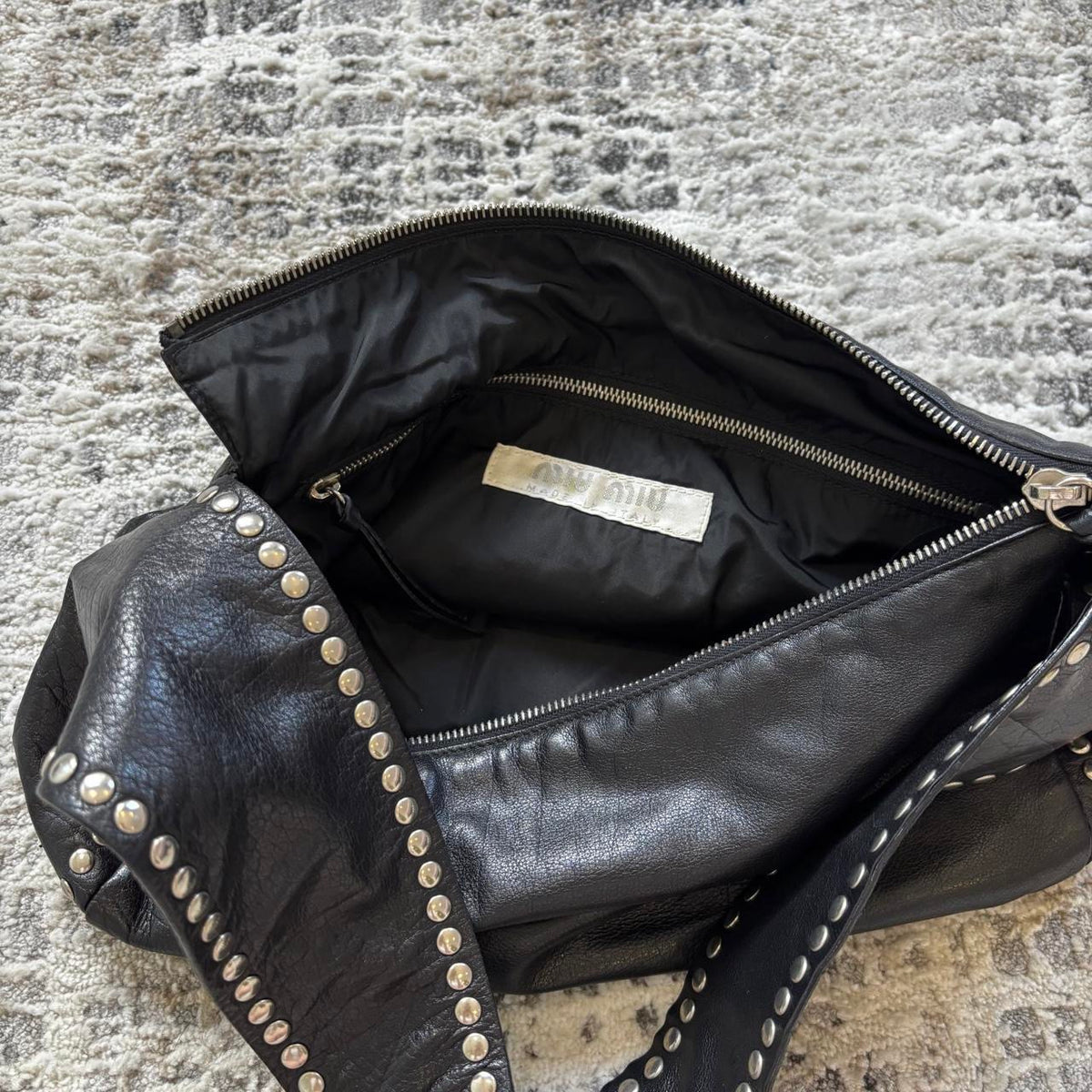 Miu Miu Black Leather Studded Bag
