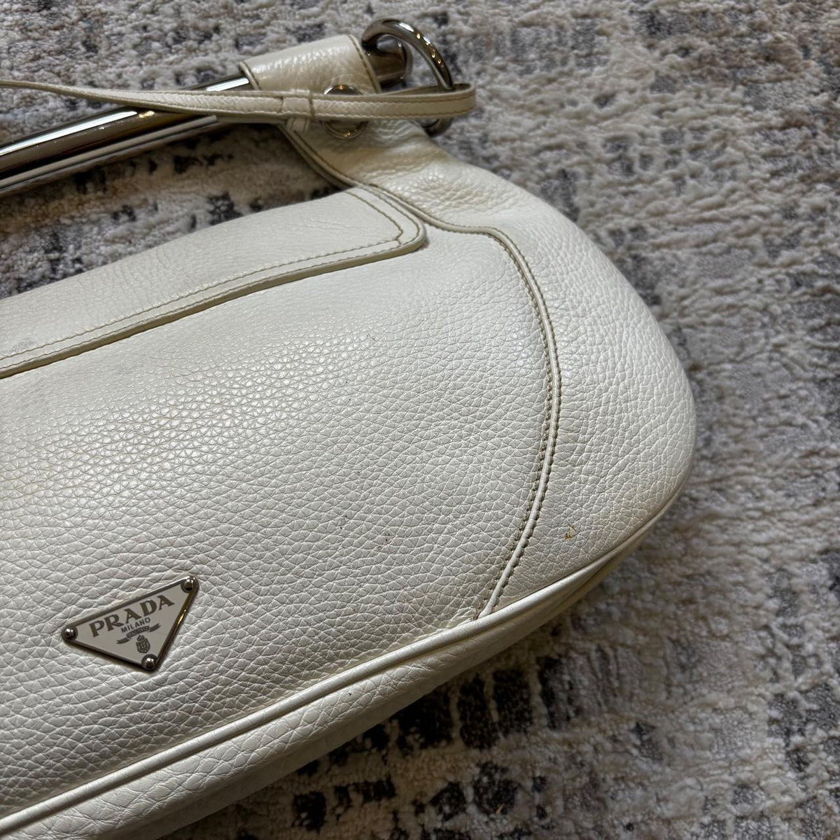 Prada SS2003 White Metal Handle Bag