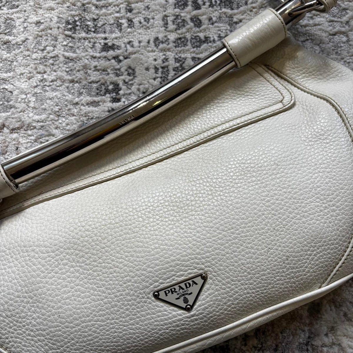 Prada SS2003 White Metal Handle Bag