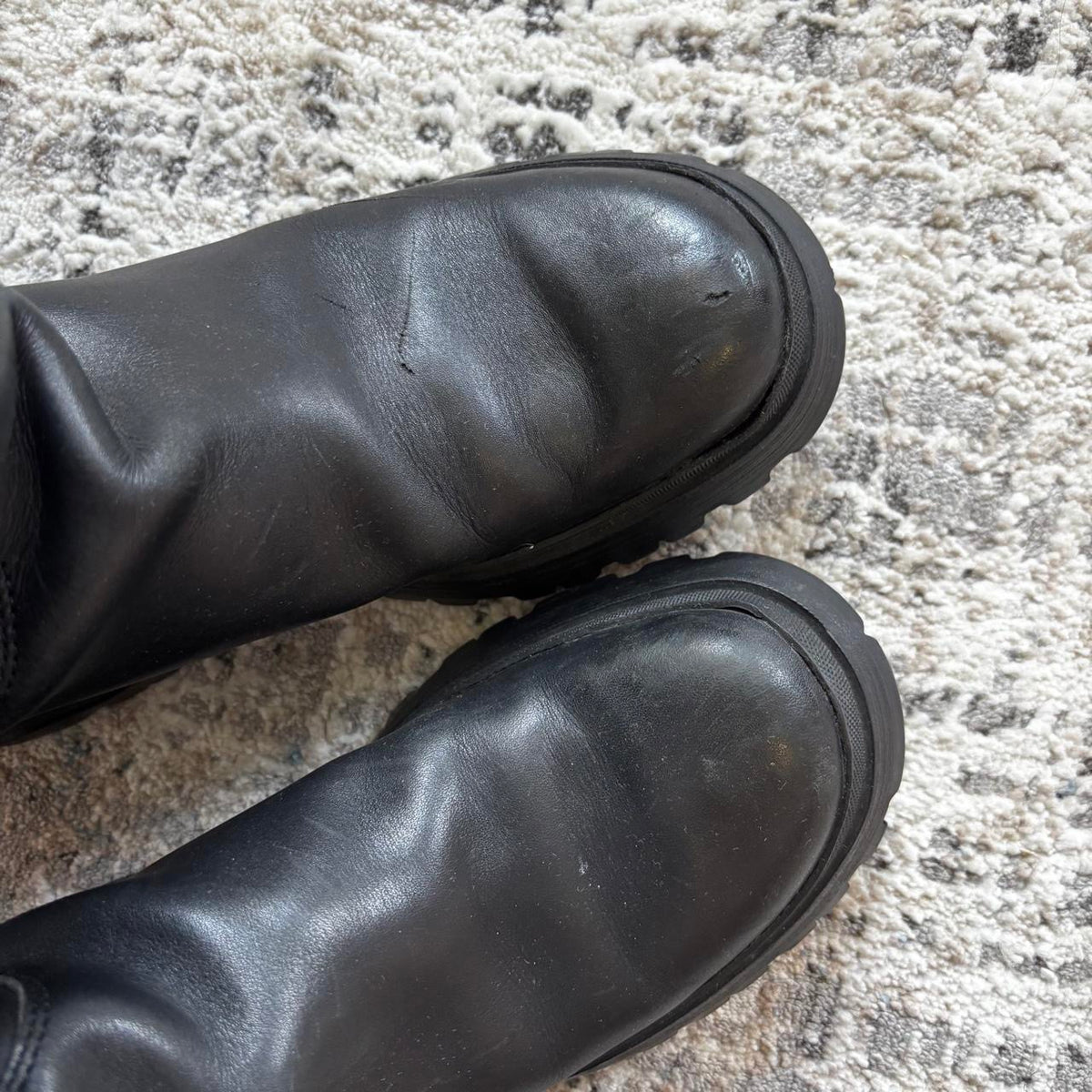 Prada 2004 Black Lug Sole Leather Boots