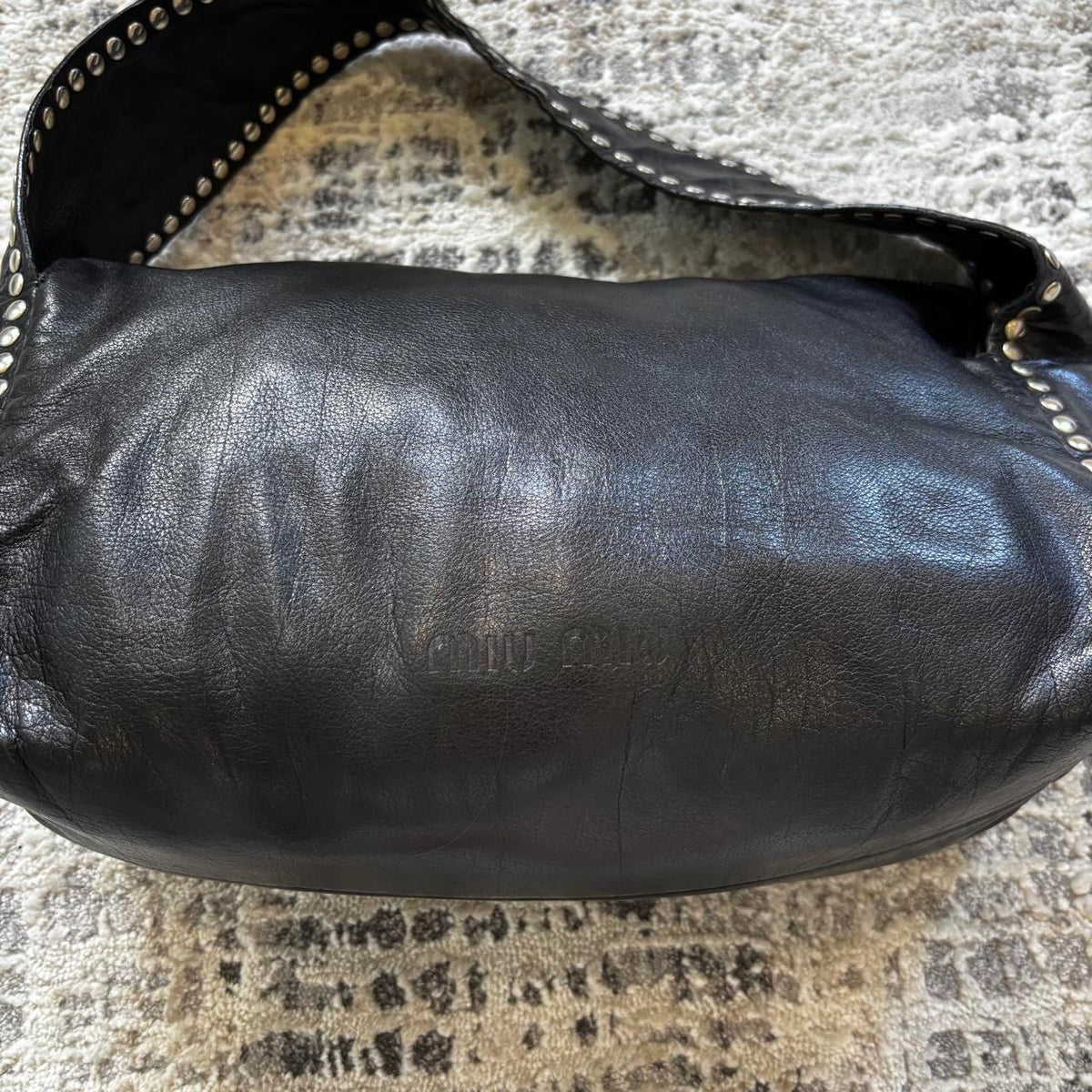 Miu Miu Black Leather Studded Bag