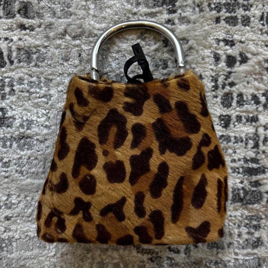 Prada SS2003 Leopard Print Fur Mini Metal Handle Bag