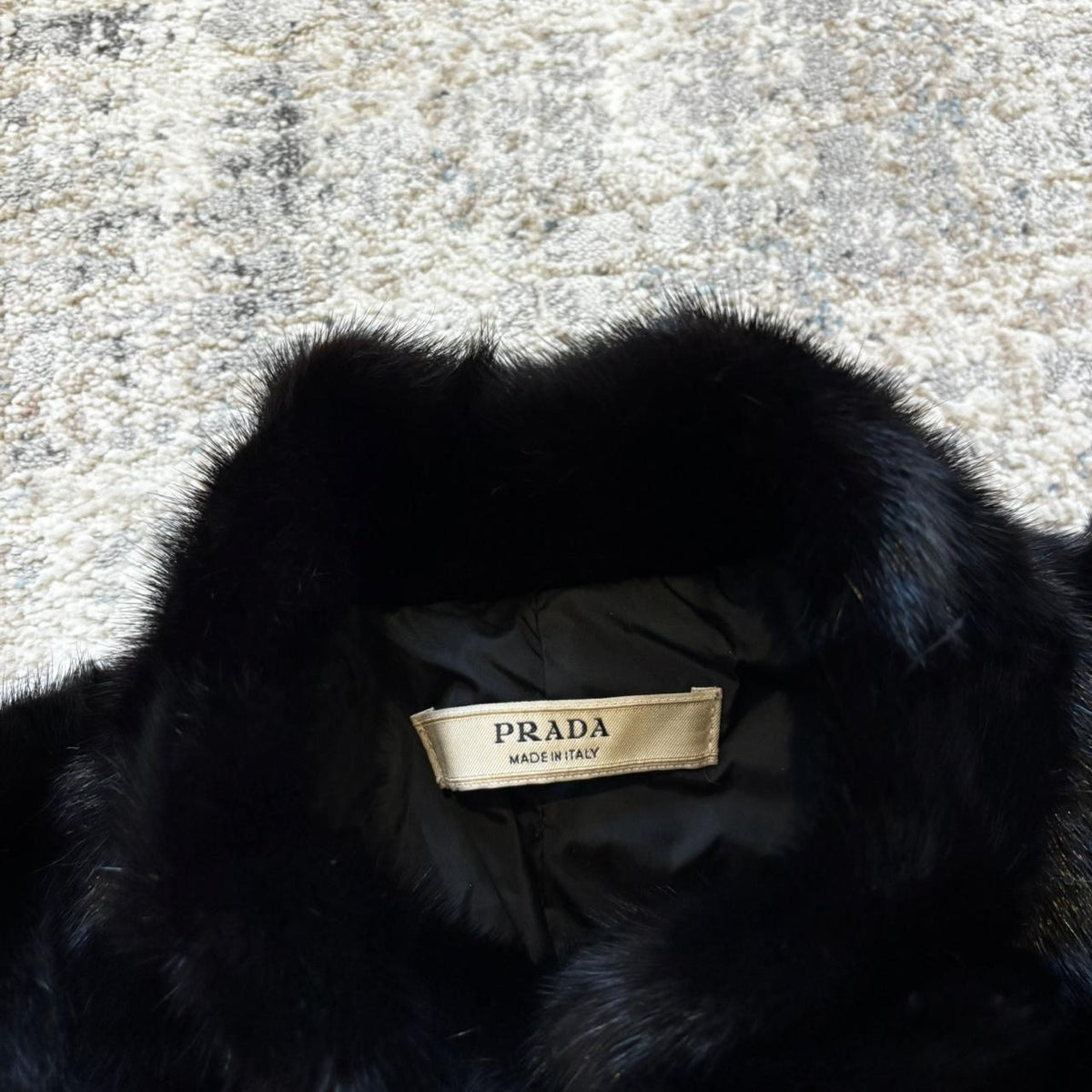 Prada FW2002 Black Fur Cropped Biker Jacket