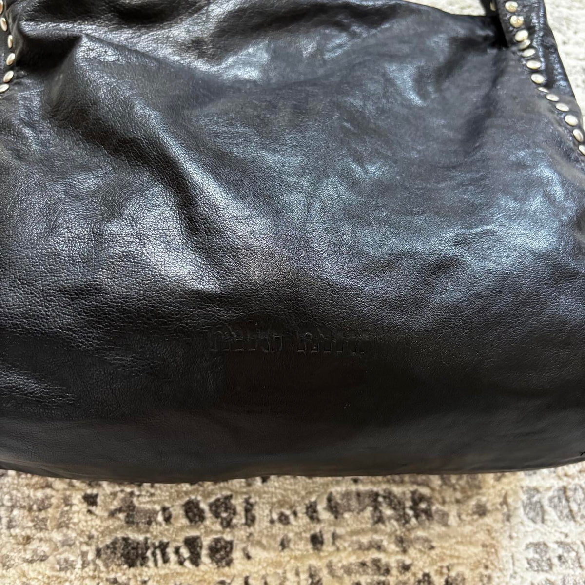 Miu Miu Black Leather Studded Bag