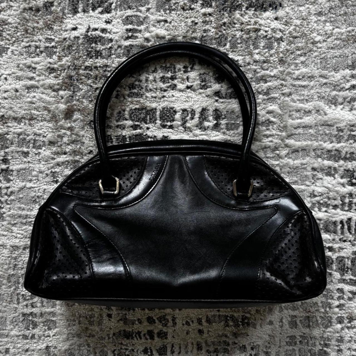 Prada SS00 Black Leather Bowling Bag