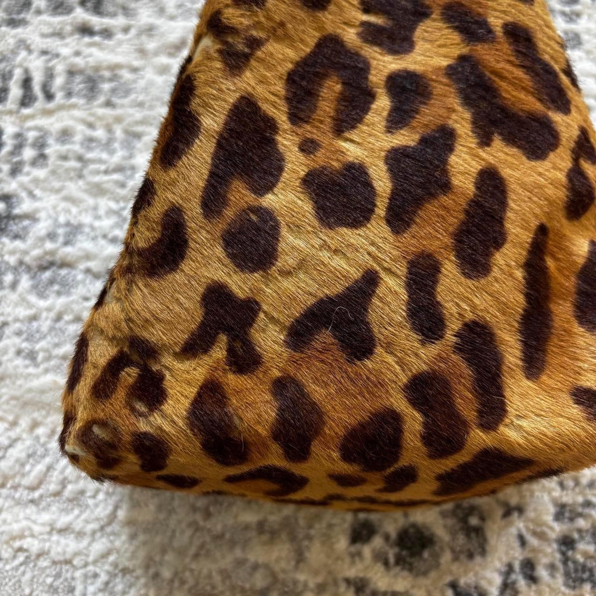 Prada SS2003 Leopard Print Fur Mini Metal Handle Bag