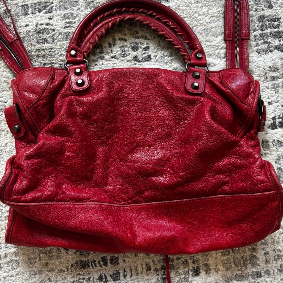 Balenciaga 2000s Red Leather City Bag