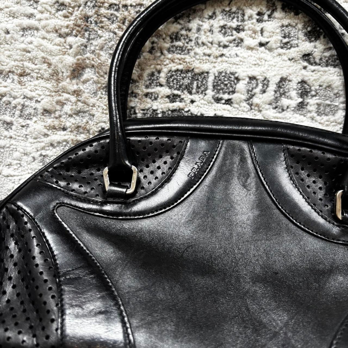 Prada SS00 Black Leather Bowling Bag