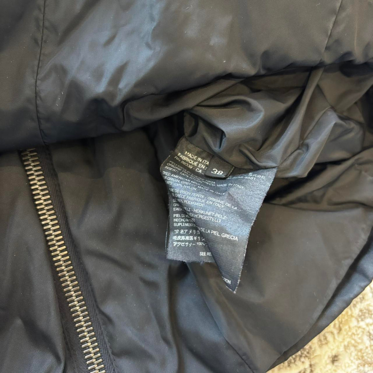 Prada FW2002 Black Fur Cropped Biker Jacket