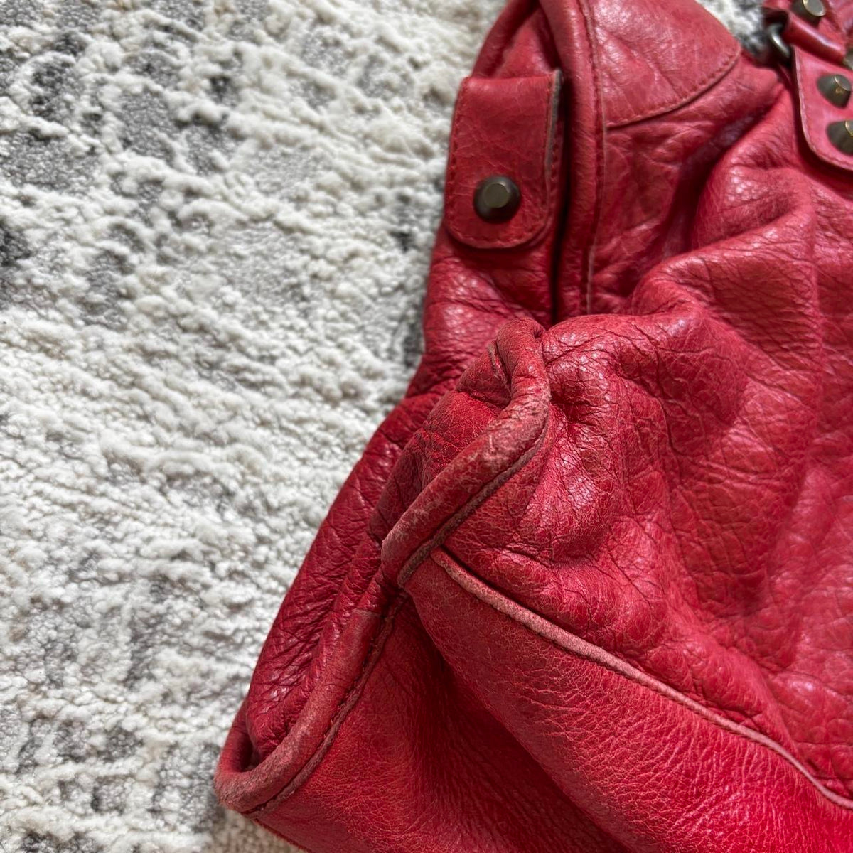Balenciaga 2000s Red Leather City Bag