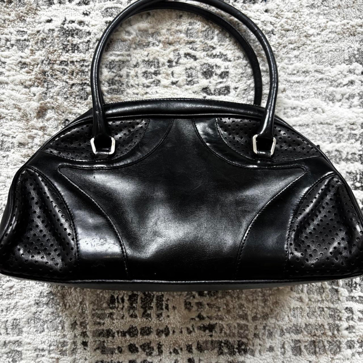 Prada SS00 Black Leather Bowling Bag