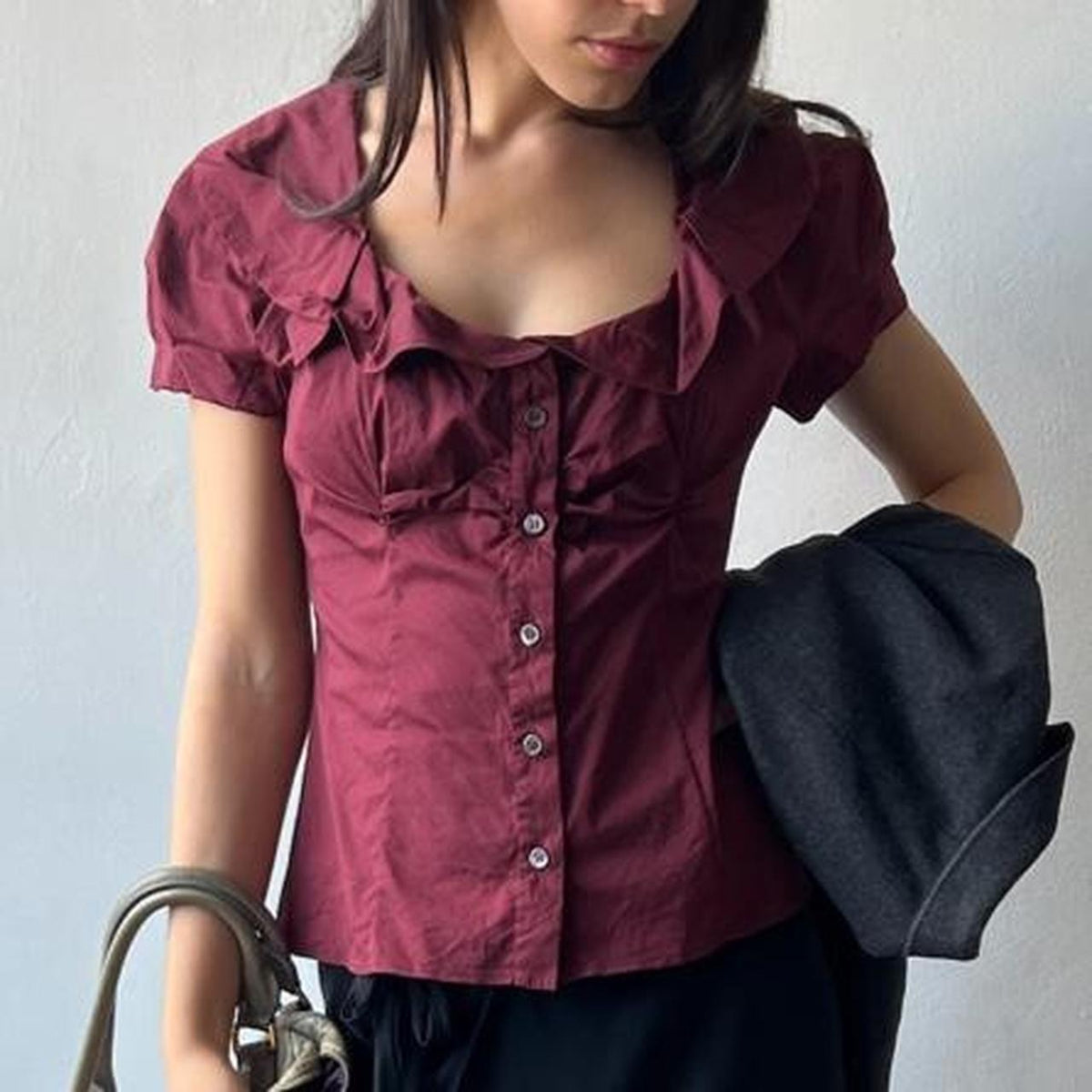 Prada 2009 Burgundy Corset Blouse