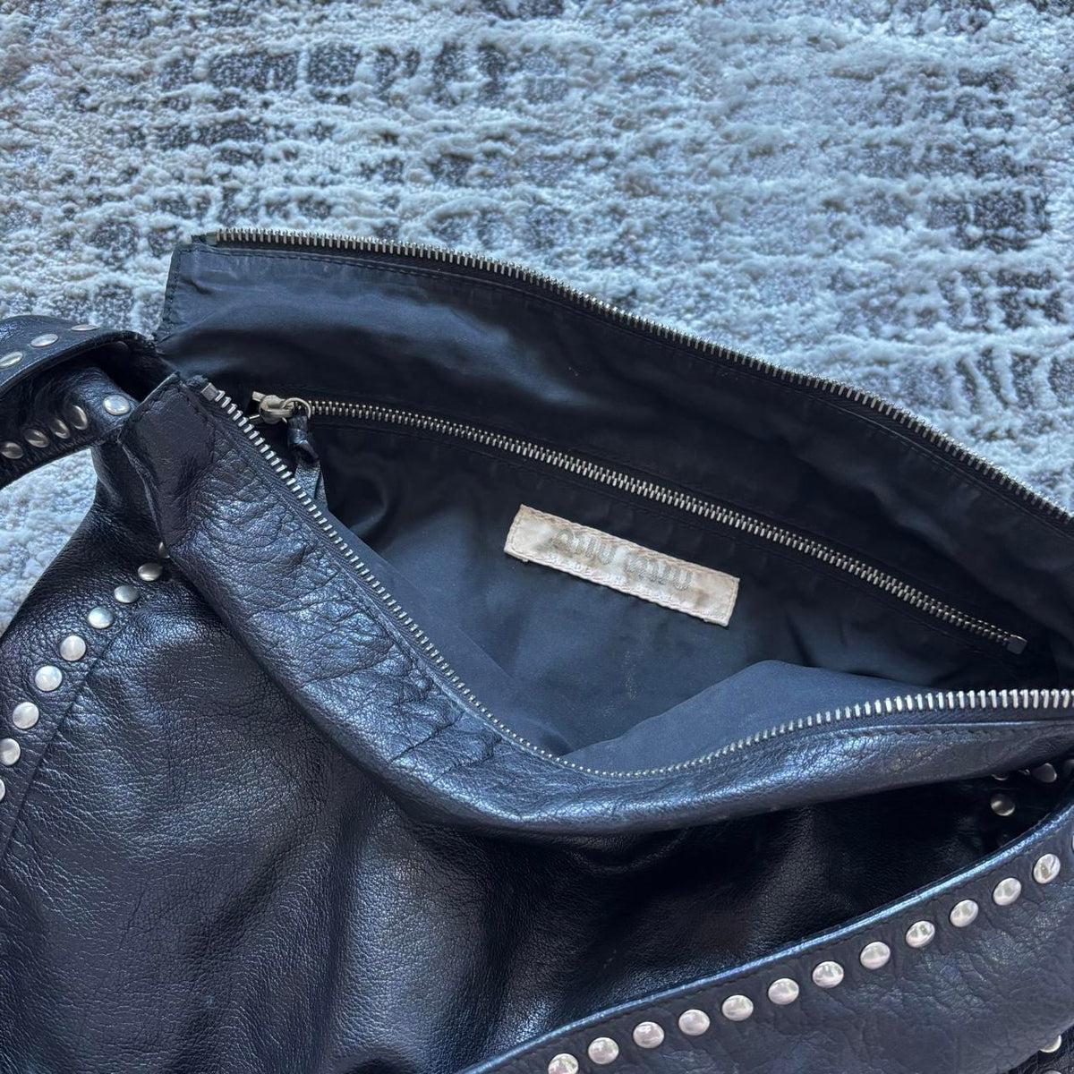 Miu Miu Black Leather Studded Bag